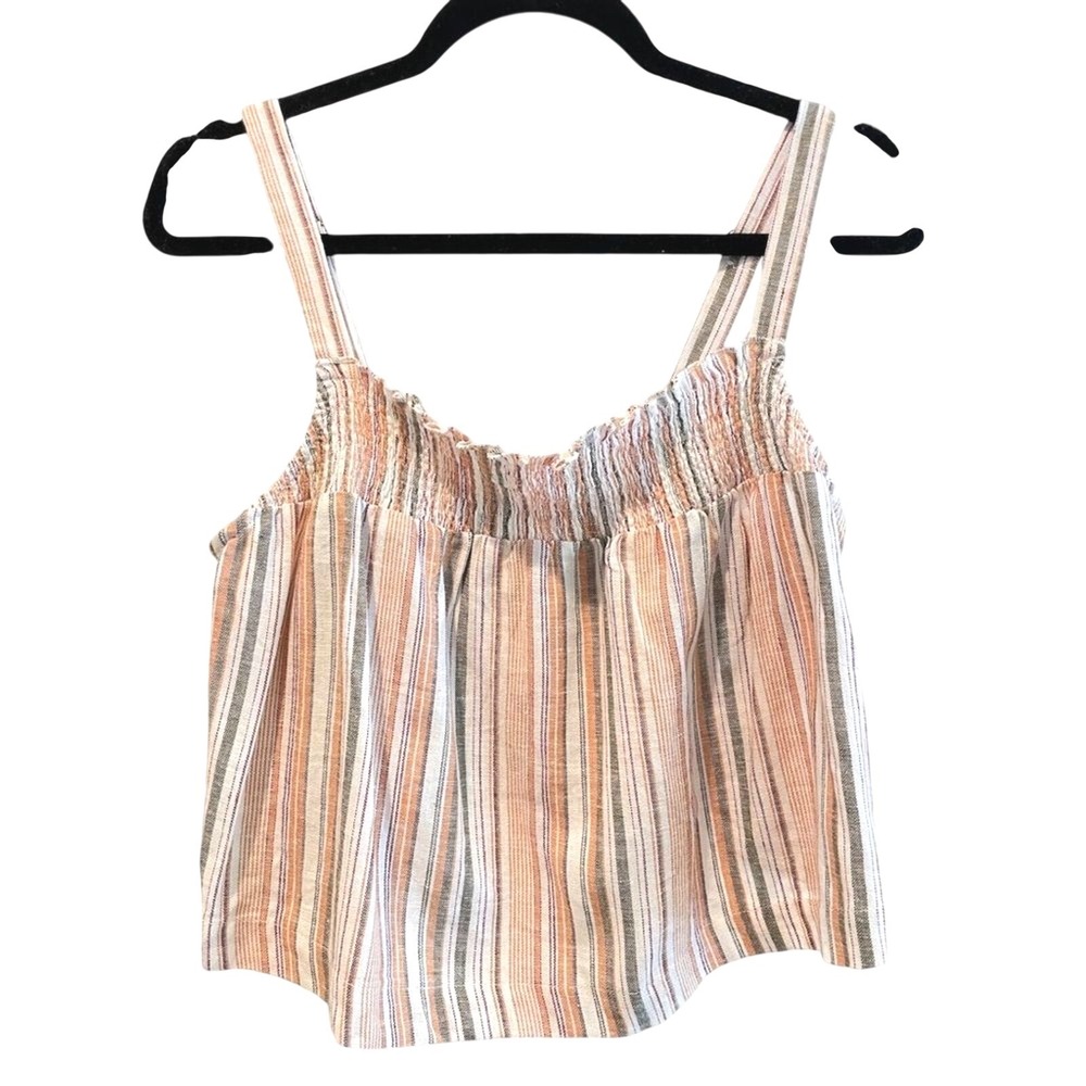 ILLA ILLA Cami Crop Top Multicolor Boho Striped Linen Blend Women Medium NWT